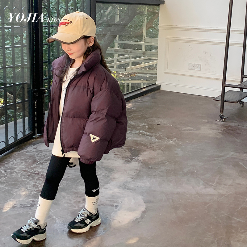 Girl Down Clothing Winter Clothing 2023 New Ocean Gas Thickening Short Jacket 90 Suede Warm Children Bread Winter-Taobao