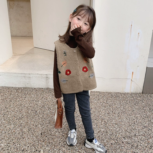 Трикотажный жилет, детский комплект, свитер, детская одежда, в западном стиле, осенний