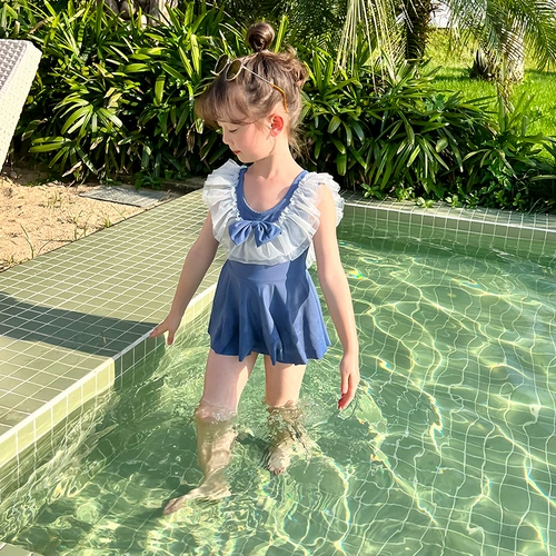 Купальник, детская летняя одежда, детское платье, в западном стиле, с открытой спиной