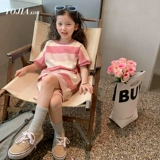 Спортивный костюм, рубиновая детская летняя одежда, детский комплект, популярно в интернете, короткий рукав, детская одежда