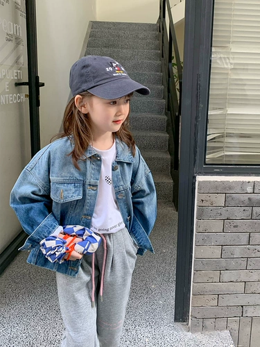 Джинсовая осенняя куртка, осенний детский тонкий кардиган, подходит для подростков, в корейском стиле, в западном стиле, коллекция 2023