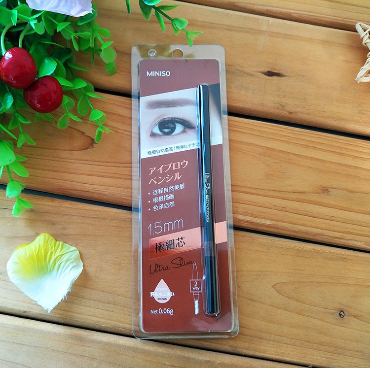Chì kẻ mày MINISO / MINISO Chì kẻ mày tự động siêu mịn 1.5mm Chì kẻ mày tự động không thấm nước tự nhiên hai đầu chăm sóc sắc đẹp cá nhân - Bút chì lông mày / Bột / Stick