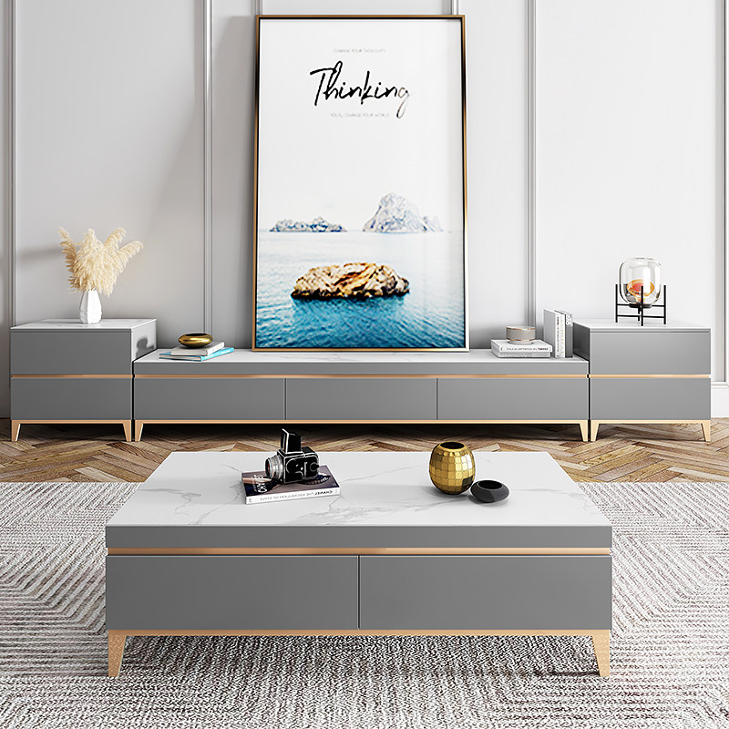 Coffee table TV cabinet combination Italian minimalist living room home modern minimalist small apartment light luxury storage furniture set