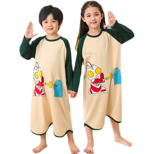 Ultra, пижама для мальчиков, демисезонный хлопковый банный халат, тонкий детский Ультрамен Тига, подходит для подростков