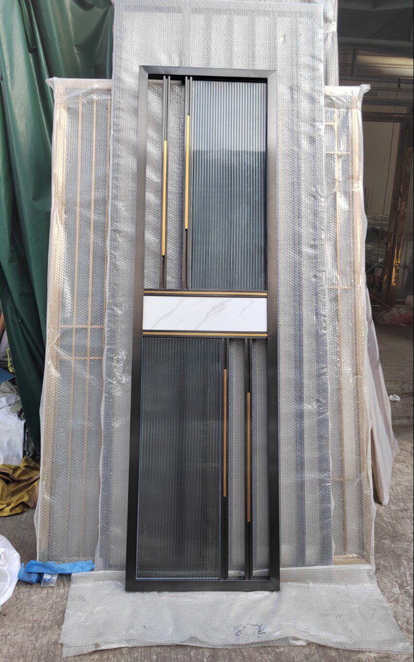 Light Extravagant Hand Wash Table Stainless Steel Screen Custom Black Titanium Wire Drawing Entry Metal Iron Art Custom Living Room Glass Partition