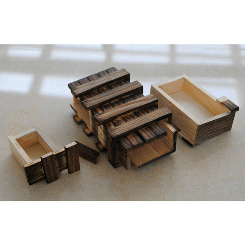 Magic Compartment Wooden Puzzle Box With Secret Drawer Brain