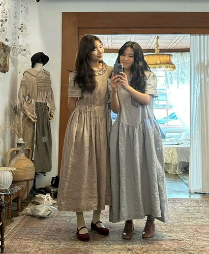 Veve Korea Agent Agent JM Официальный веб -сайт Rosine Frome Frome Кружевое воротничнее синее платье