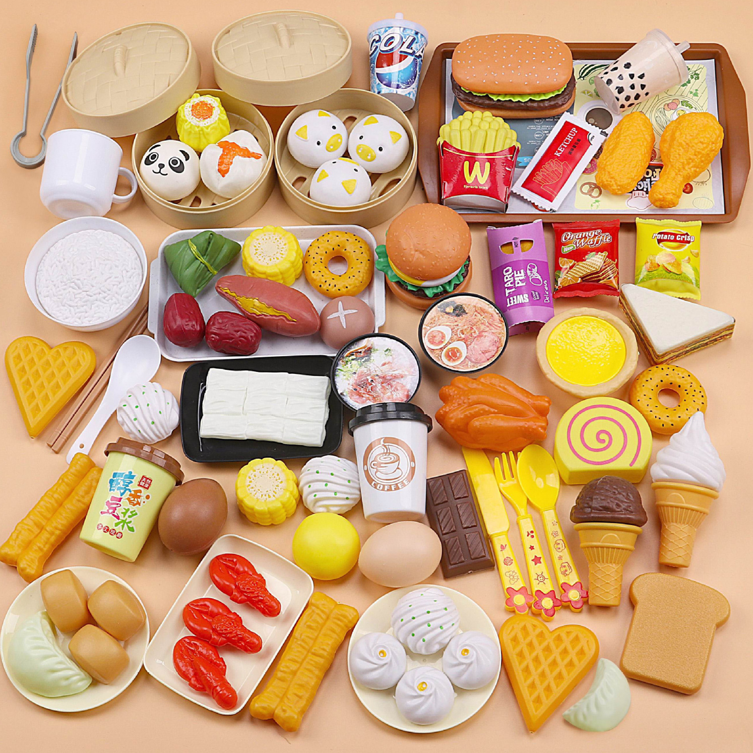 Children's Toys Simulated Food Steam Bag Early Hamburg Fruit Western Food Sushi Tableware Kitchen