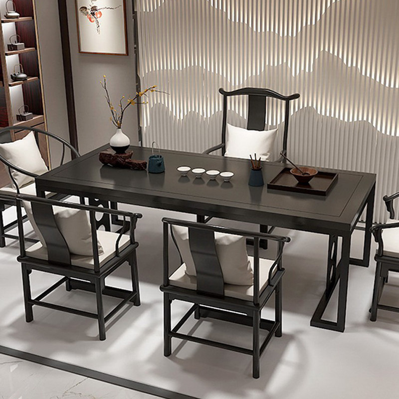 Tea table solid wood tea table and chair combination office tea table Zen log wood bubble tea table new Chinese kung fu tea table