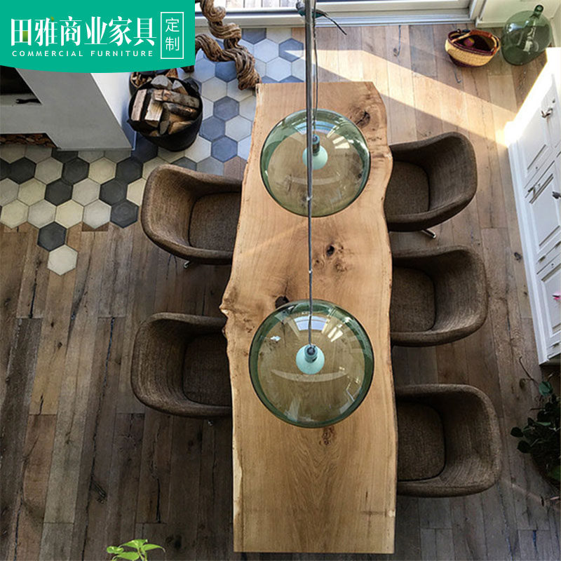 Conference table, long table, solid wood, log large board, whole board, simple workbench, modern training, negotiation, tea table and chair combination