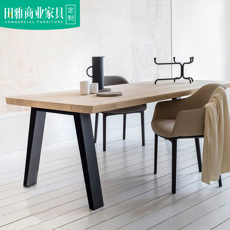 Solid wood meeting table long table modern minimalist reception desk in negotiation table and chairs combined industrial wind desk custom-made furniture