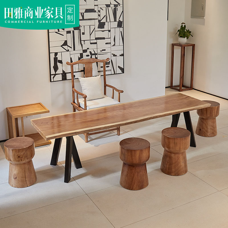 New Chinese tea table and chairs combine Gongfu tea Several offices Tea table simple and modern tea table solid wood tea table