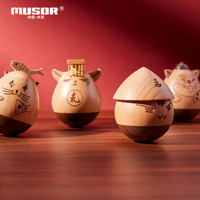 MUSOR wooden tumbler ornament office table top to unzip girlfriend creative cute toy gift