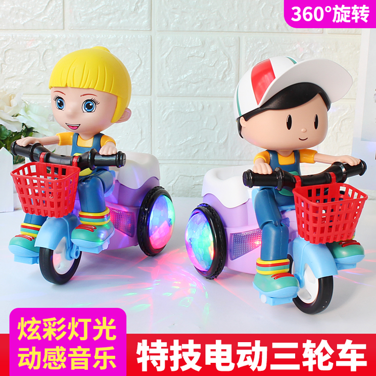 Douyin with the same children's electric toy baby boy riding baby big head stunt tricycle 3 tumbling 1-2 years old