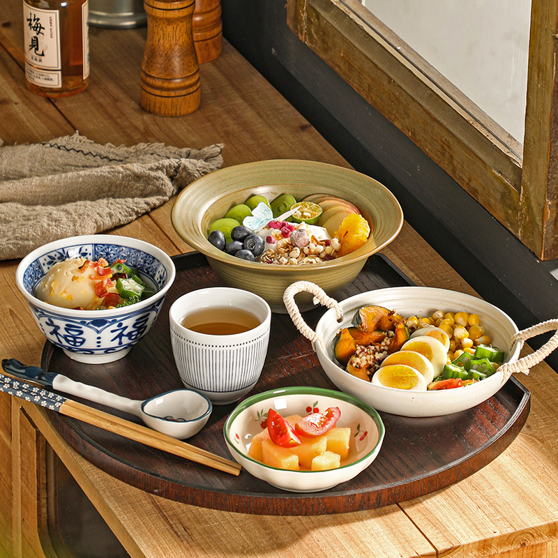 Japanese-Style Single-Serving Rustic Ceramic Tableware Set with a Sense of Ritual, Suitable for Postpartum Use, High Aesthetic Value, Serving Bowl Set for Home Use Japanese-Style Single-Serving Rustic Ceramic Tableware Set with a Sense of Ritual, Suitable for Postpartum Use, High Aesthetic Value, Serving Bowl Set for Home Use