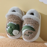 Зимние тапочки для мальчиков, мультяшный удерживающий тепло динозавр, детские туфли, детская обувь, подходит для подростков