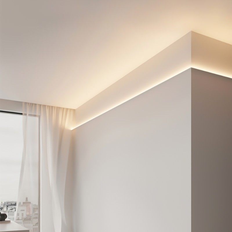 Surface-Mounted Linear Lighting for Living Room, Ceiling-Free Wall Washing, Linear Lighting for Bedroom, Upward Lighting, Invisible Reflective Light Strip with Groove