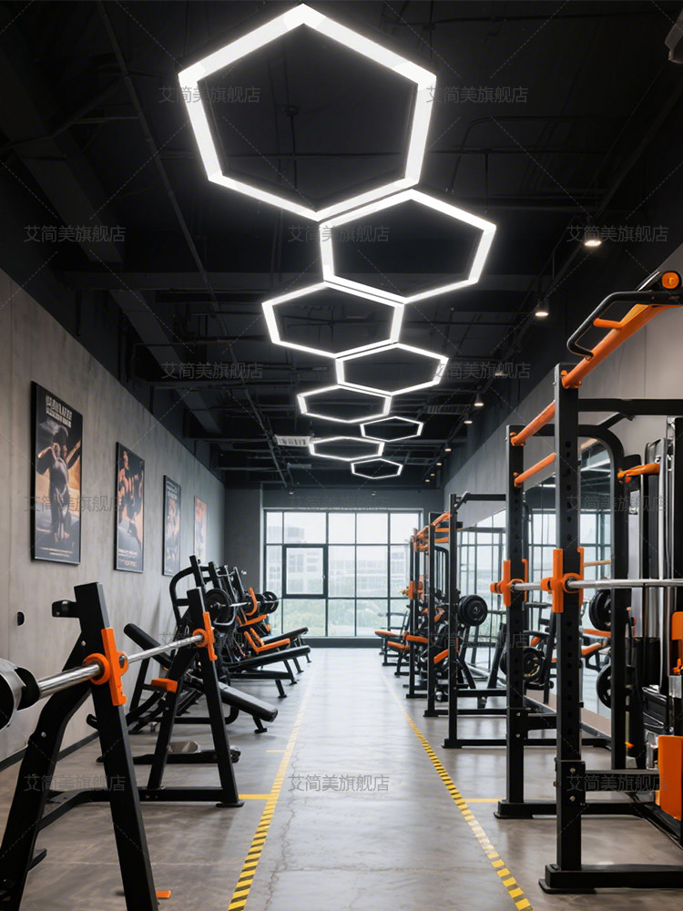 Hexagonal Chandelier Led Decorative Light Creative Honeycomb Office Internet Cafe Gym Hexagonal Industrial Style Lighting Fixture