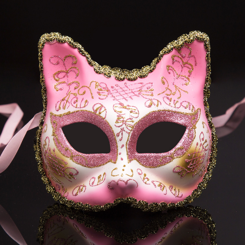 Cat Cos Half-Face Red Fox Sexy Mask PartyBar Halloween Night Princess Themed Prop