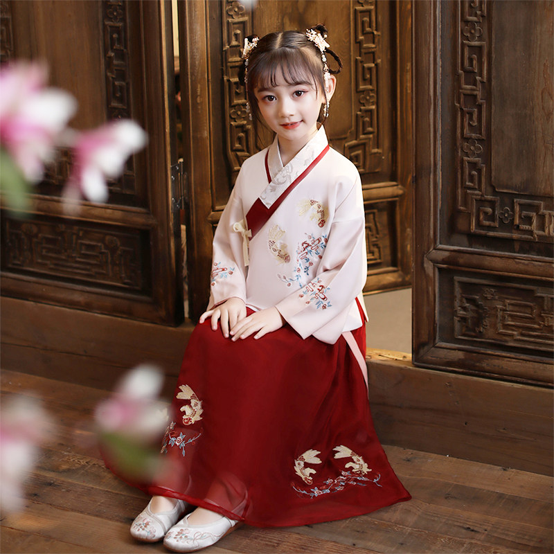 Girls Hanfu suit spring and autumn Chinese style children's ancient costume little girl super fairy skirt Tang suit Chinese culture dress dress
