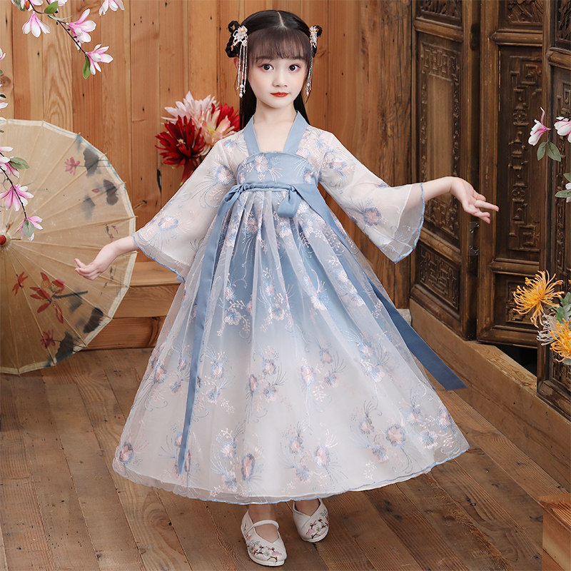 Flower Girl Ancient Han Dress Girl Spring and Autumn Dress Super Fairy Dress Fairy Spring Floating Chinese Wind