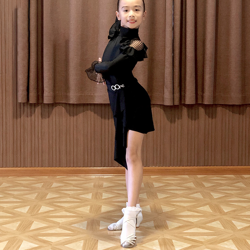 oope dance with children's Latin dance clothes girls new autumn long-sleeved professional training clothes training clothes dance clothes