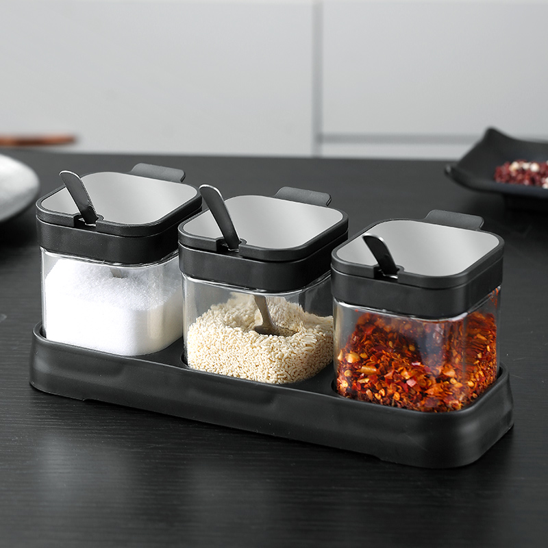 Creative Glass Sauce Box Suit Home Combined Fitted Kitchen supplies Gourmet MSG Jars Sugar Jars Intake of salt
