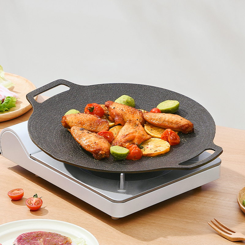 Bincoo outdoor grill pan BBQ frying pan Korean barbecue pan pot camping teppanyaki non-stick picnic picnic home