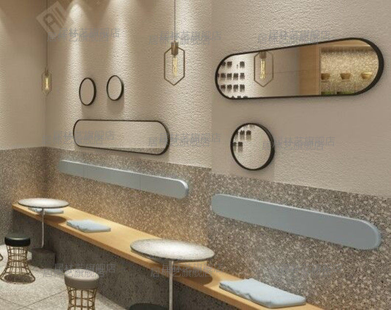Wall-mounted Oval decorative mirror Bathroom Mirror Wall-mounted Decoration Round Mirror Hotel Dining Room Folk Gangway Decoration Mirror