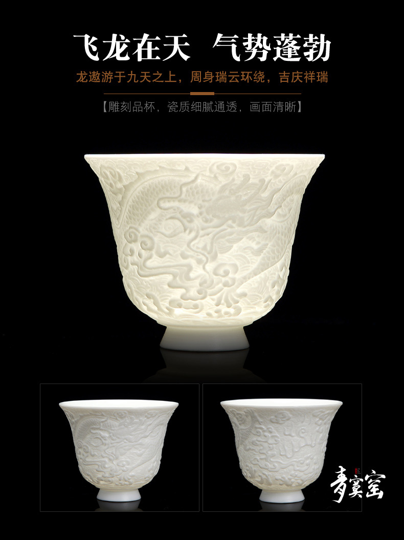 Its green up with jingdezhen ceramic cups kung fu tea set single master cup sample tea cup single small white porcelain cup