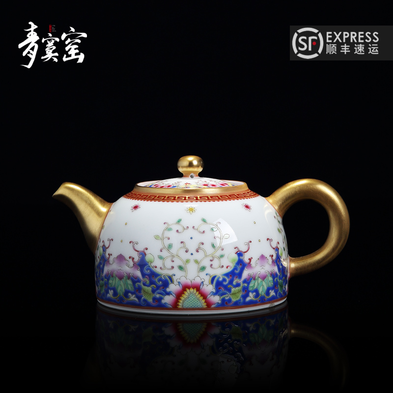 Jingdezhen up ceramic green was kung fu teapot household enamel manual hand - made filter with tea pot