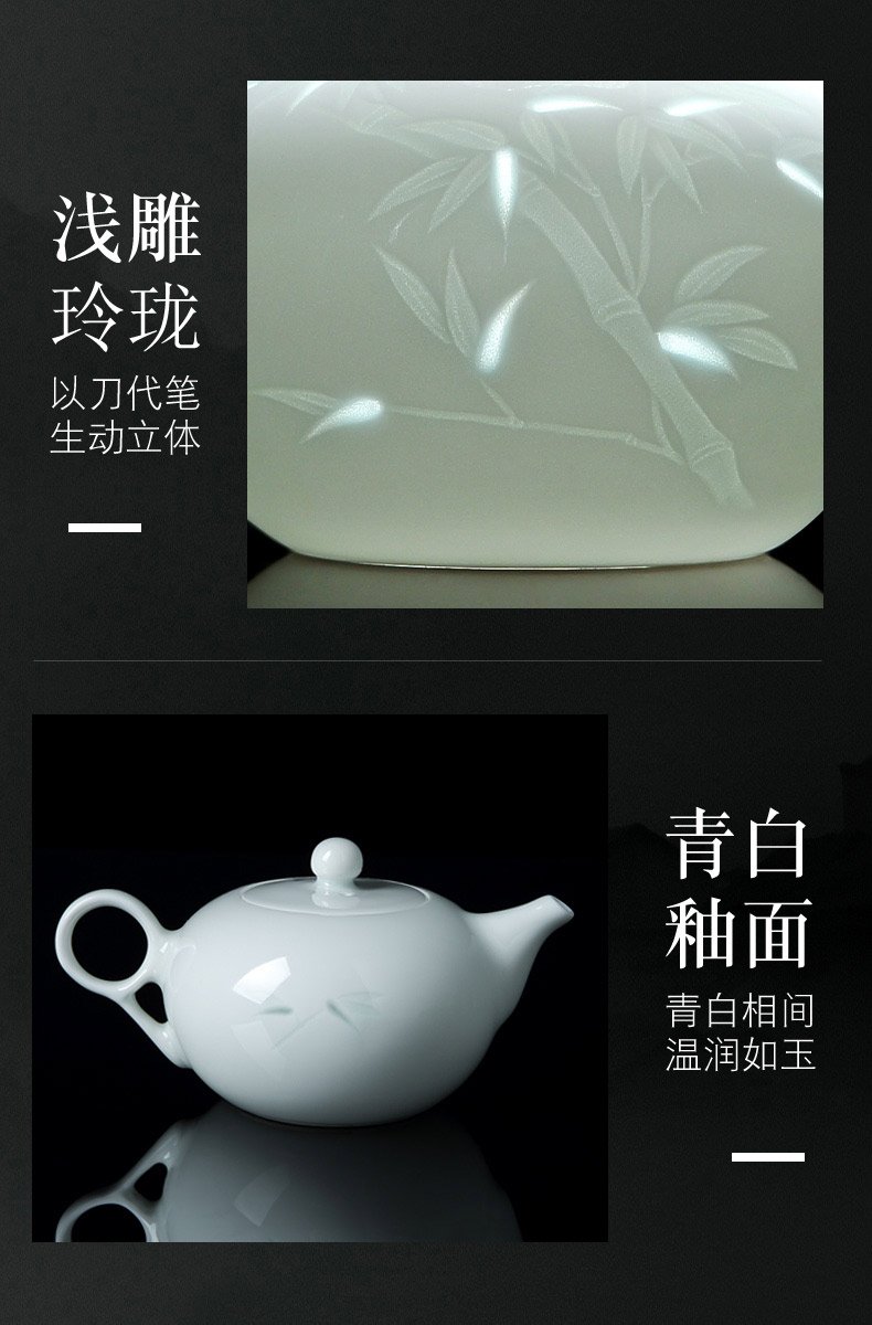 Bluish white porcelain up jingdezhen ceramics green was large teapot manual household kung fu tea tea is not it