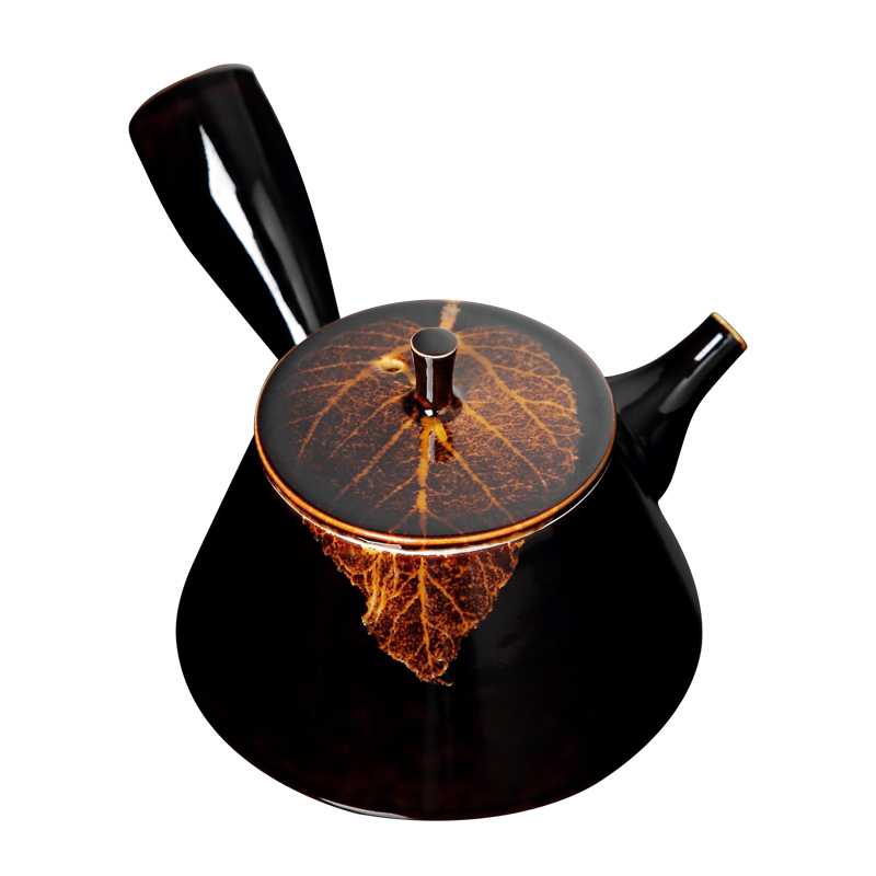 Its green up konoha temmoku light side of jingdezhen ceramic teapot tea large large capacity single pot of tea