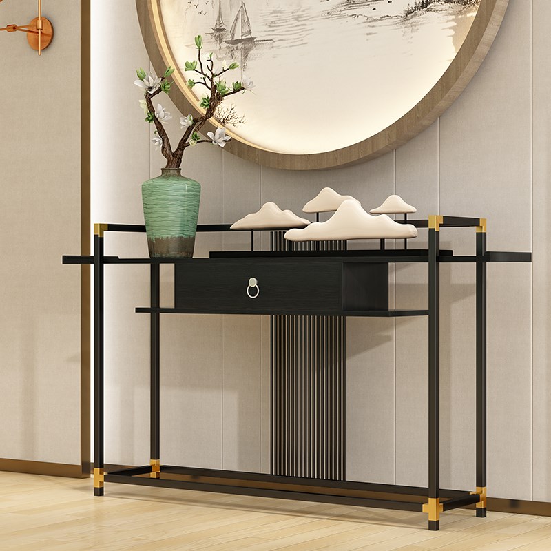 Modern New Chinese Corridor Xuanguan Table Wall side by solid wood table Bar case Xuanguantai Hotel End View Terrace Living Room Narrow Table