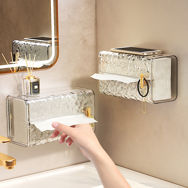 Wall-Mounted Toilet Paper Holder, Face Towel Storage Box, Tissue Box for Home Bathroom, Disposable Facial Tissue Dispenser Wall-Mounted Toilet Paper Holder, Face Towel Storage Box, Tissue Box for Home Bathroom, Disposable Facial Tissue Dispenser
