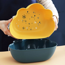 Home creative double-layer rice washing screen rice basin plastic washing fruit artifact kitchen washing basin drain basket fruit and vegetable basin