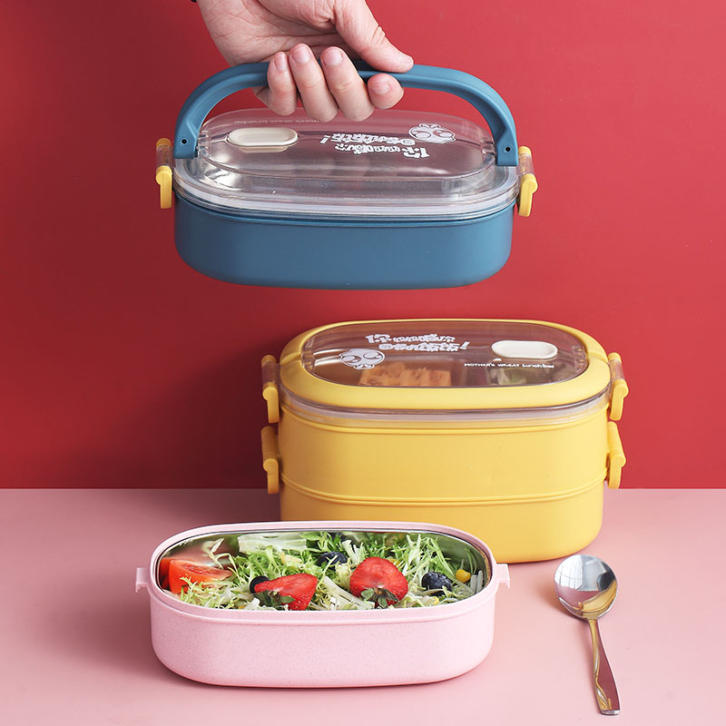 Stainless steel water injection insulation multilayer lunch box office worker Lunch Meal Kit with rice cutlery Grease Box Lunch Box Meal Kit
