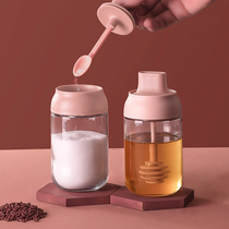 Kitchen spoon lid integrated seasoning bottle glass seasoning jar household salt monosodium glutamate seasoning box seasoning jar box soy sauce bottle