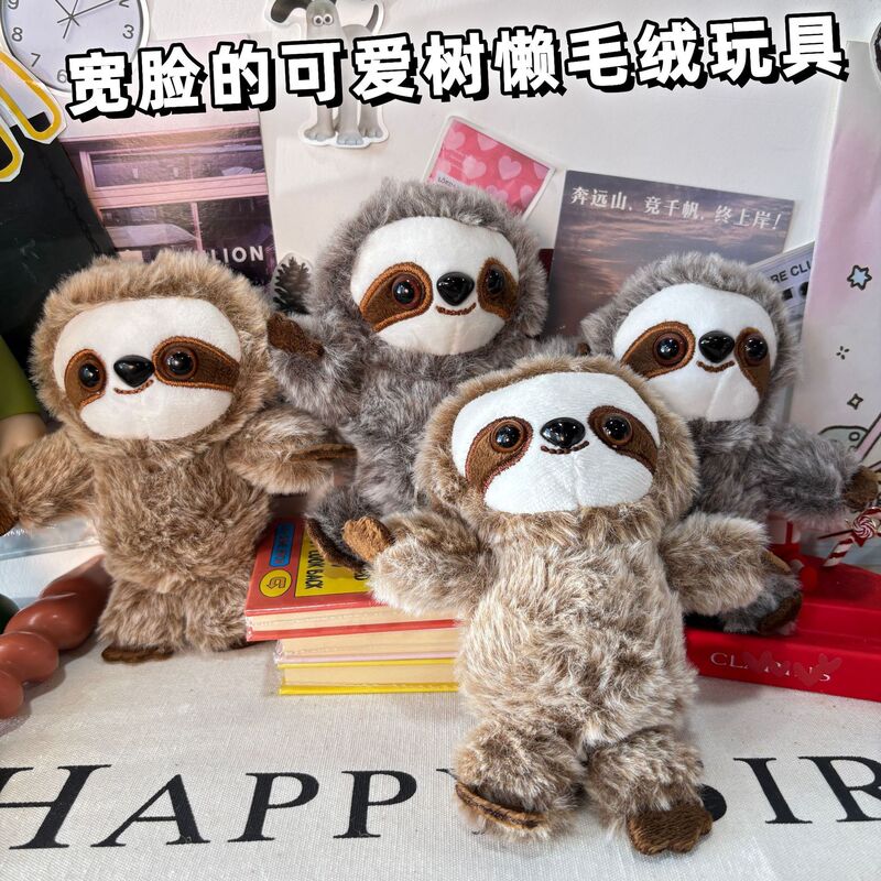 Cute Sloth Pendant Forest Animal Cartoon Plush Toy Keychain Claw Machine Doll Backpack Decoration