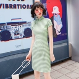 Свежее ципао для школьников, короткое платье, светлый стиль