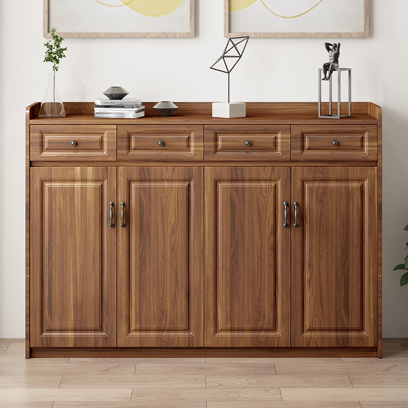 Solid Wood Color Shoe Cabinet Minima Modern Living Room Door Hall Cabinet Chinese Simple Suchon Cabinet Large Capacity Balcony Containing Cabinet