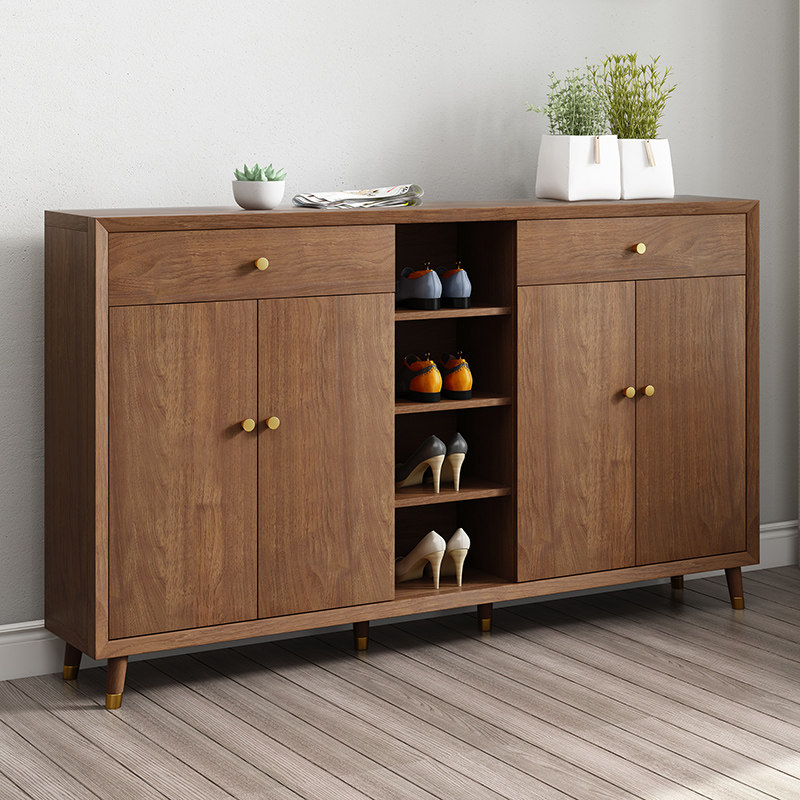 American light luxury shoe cabinet storage household solid wood simple post-modern door entrance entrance porch cabinet open door Chinese style