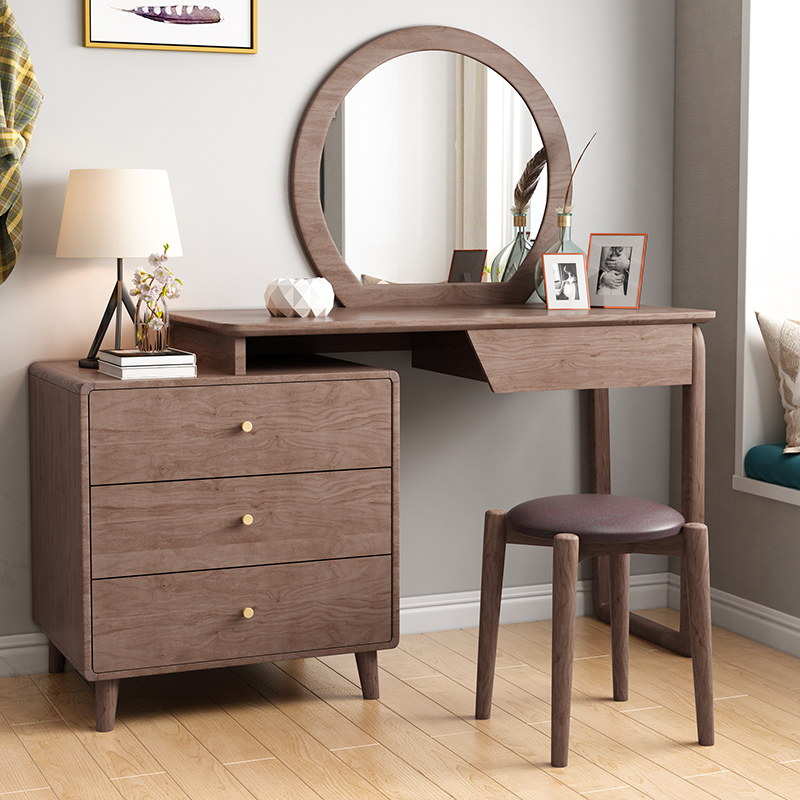 Nordic Makeup Desk small family Bedroom Makeup Desk Brief Modern With Mirror Short Table Mini Solid Wood Makeup Table