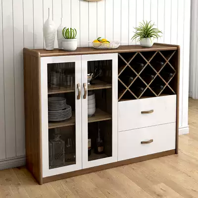 Nordic solid wood sideboard modern simple living room wine cabinet tea cabinet dining room multi-function storage cabinet kitchen whole Cabinet