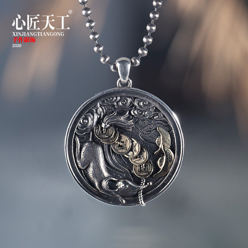 925 sterling silver necklace men's tide five rats fortune pendant women's pendant small jewelry fortune ornaments zodiac pendant single pendant