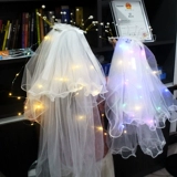 Девочки с светящимися вуалью дети с лампами с лампами, короной, Sulang Soft Yarn Super Umermital Boad, фотографируйте, чтобы жениться под подружками невесты.