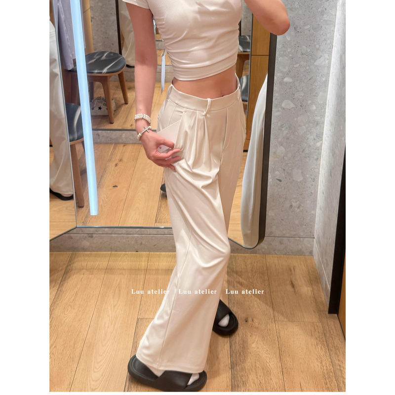 Lulu Style】Wang Luodan Style 25Fw Straight-Leg Casual Suit Pants Yoga Magic Pants Floor-Length Wide-Leg Pants
