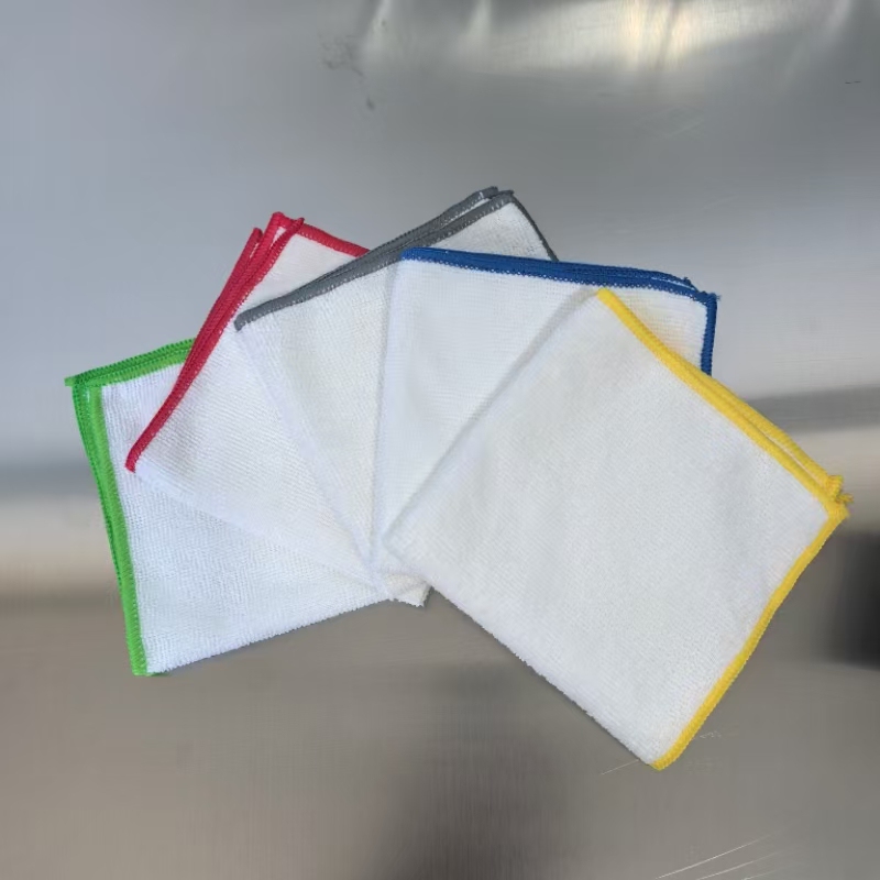 New Colorful Edge Square Towel/Colored Partitioned Rag Red, Yellow, Blue and Green Edge Towel Kitchen Raw and Cooked Water-Absorbent and Lint-Free