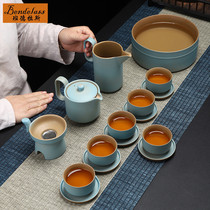 Japanese-style rough pottery tea set gift box home living room office simple Kung Fu tea set complete set of tea maker