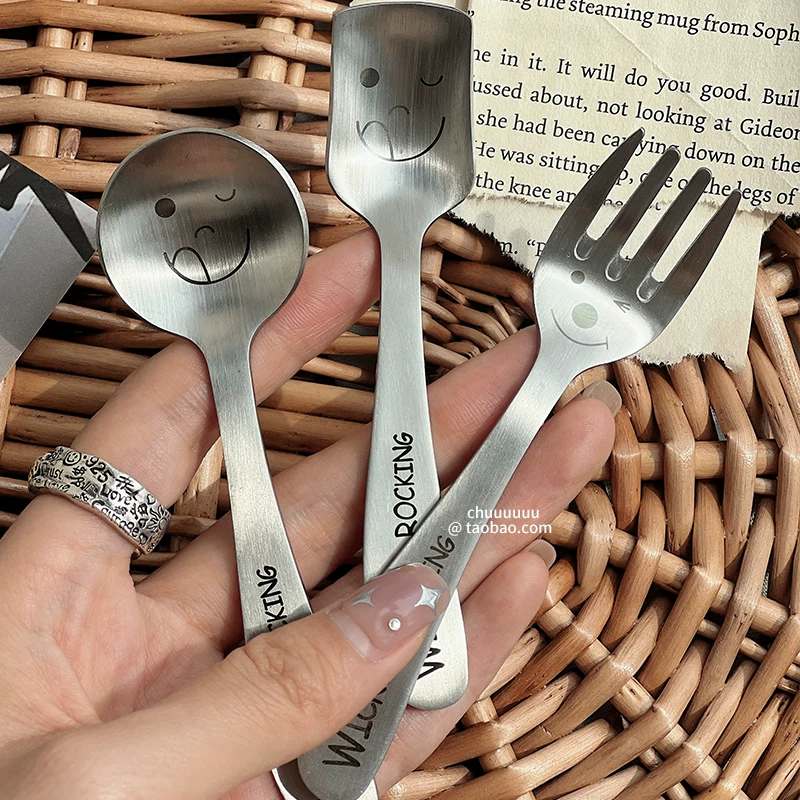 Высококачественная марочная ложка из нержавеющей стали, столовые приборы, милый домашний набор, детская вилка для фруктов, нержавеющая сталь AISI 304